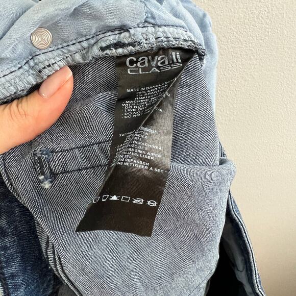 Class Roberto Cavalli Medium Wash Blue Distressed Skinny-Leg Jeans High Rise 32 - Picture 8 of 8